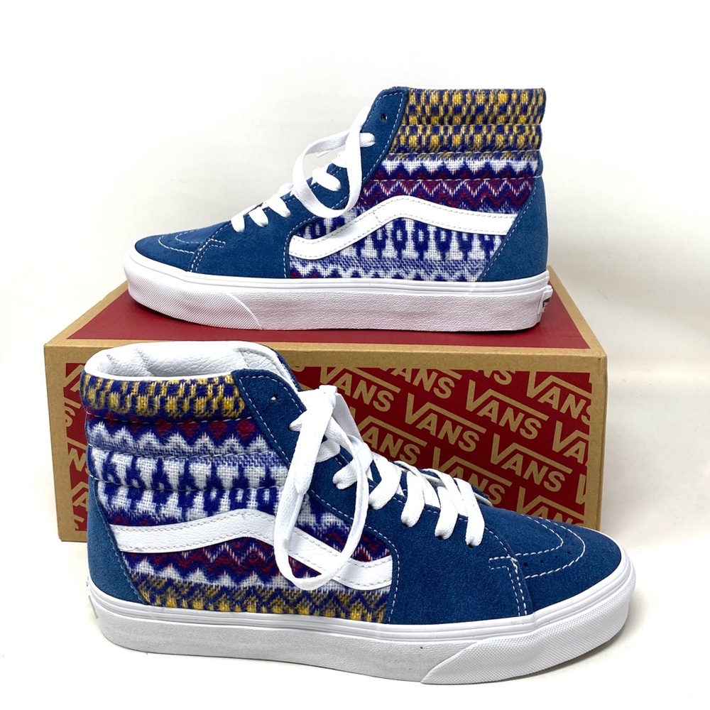 VANS Sk8-Hi Blue Multicolor Women's Suede Canvas Shoes Sneakers Size VN0A7Q5NBER - Picture 3 of 10